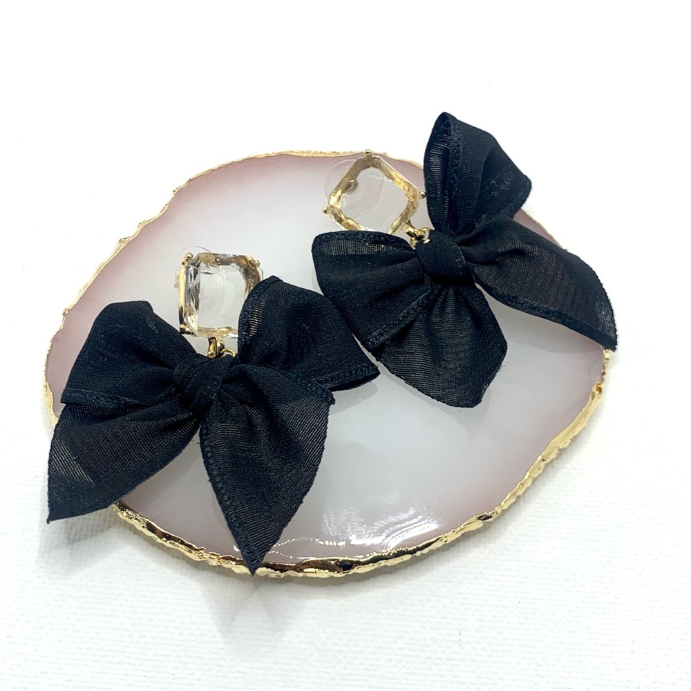 ◾️Over Sized Fabric Lace BowKnot Stud Earrings